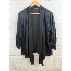 Elementz Open Front Cardigan Womens Size Large Black Lightweight Asymmetrical